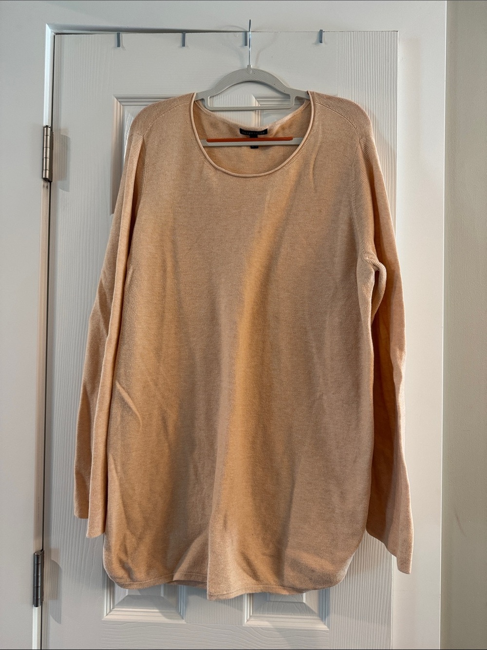 Eileen Fisher Scoop Neck Lightweight Sweater in Soft Peach Color